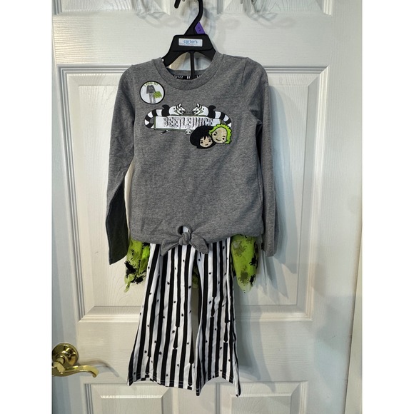 Carters Beetlejuice 3 Piece‎ Set Girls Top Pants Tutu Halloween Costume Size 5T - Picture 6 of 8